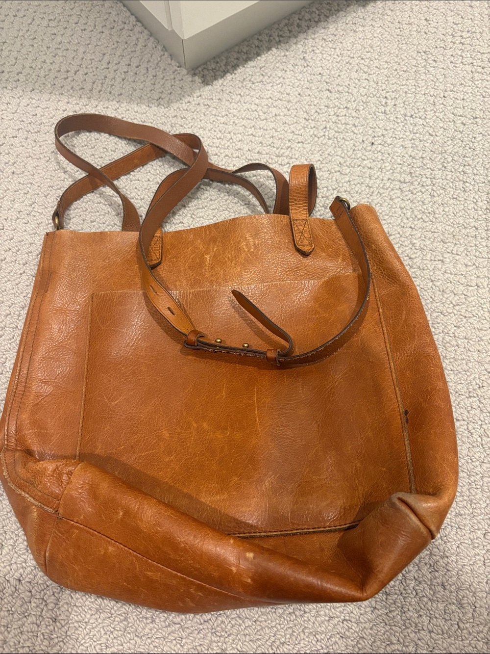 Madewell Leather Tote in Cognac